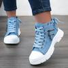 2024 New Women Sneakers High Top Female Denim Canvas Sneakers Woman Girls Students Canvas Shoes for Women Lace Up Platform Shoes