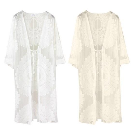 Элегантная летняя пляжная накидка, прозрачное кружевное солнцезащитное платье с перспективой, летняя пляжная накидка на шнуровке, женская одежда