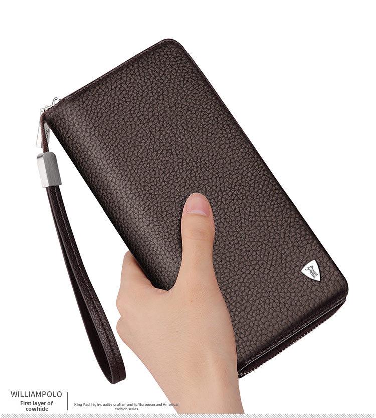 Мужской длинный кошелек из натуральной кожи King Paul - держатель для нескольких карт с клатчем большой емкости