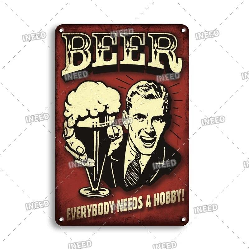 Tin Sign Beer Slod Here Vintage Metal Plaque Retro Metal Plate Funny Drink Vintage Iron Poster for Pub Club Man Cave Bar Decor