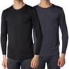 Factory Warm Stretch Round Long Warm and Stretchy of 2 Size Y's Men's Innerwear, Fleece-Lined, Neck, Sleeves, [Set (Black & Charcoal) LL]