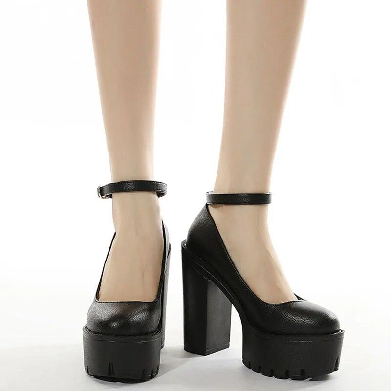 Женская обувь One Word с объемной пряжкой, толстый каблук для сцены, ночной клуб, высокий каблук, пикантный каблук 13 см, платформа 5 см, LFD