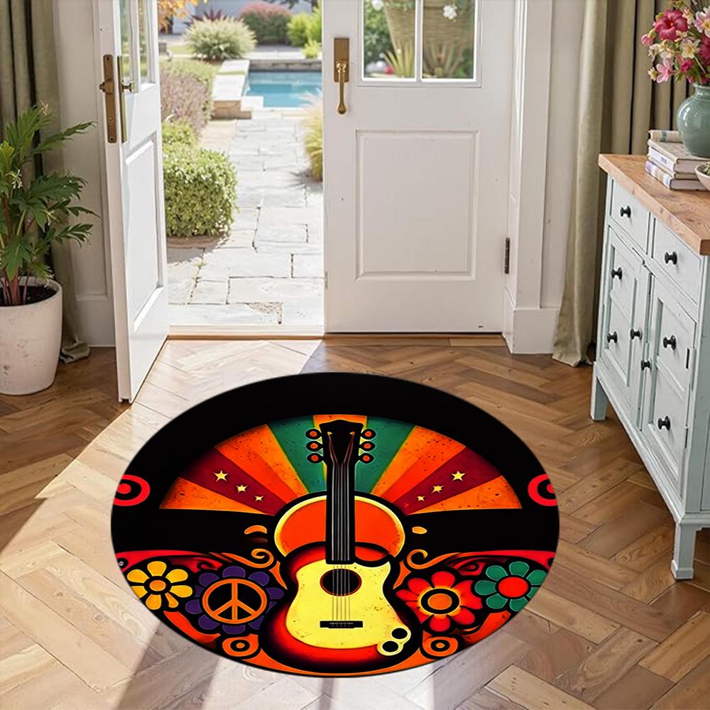 Music Round Office Rug Suitable for Bedrooms Dormitory Foyer Hallway Antislip Round Carpet Office home decor Perfect Gift for Women Men