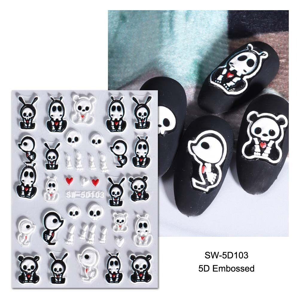 Хэллоуинские наклейки для ногтей с бабочками, рисунок привидения и черепа, хэллоуинские наклейки для ногтей, смешные, для девочек/леди