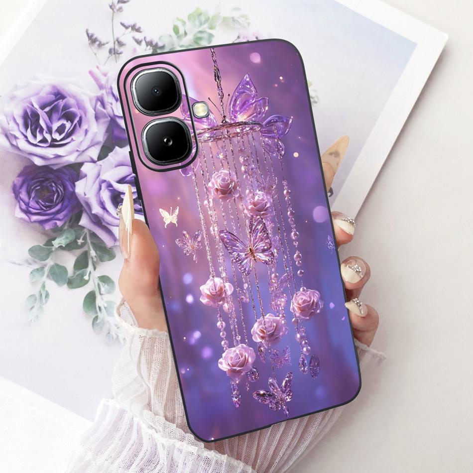 For Infinix Smart 20 X6840 X6840B Cute Flower Butterfly Cat Painted Case For Infinix Smart20 Black Silicone Soft Phone Cases