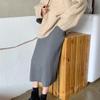 WTEMPO Однотонные трикотажные юбки трапециевидной формы, женские прямые миди в корейском стиле, элегантные, шикарные, весенне-осенние, теплые длинные юбки