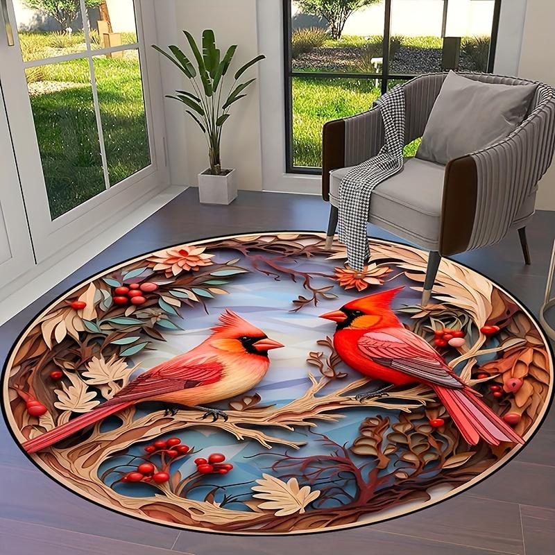 3D Art Birds Cardinal круглый ковер для дома, гостиной, спальни, ванной комнаты, кухни, дверной коврик, нескользящий ковер, который можно стирать в машине