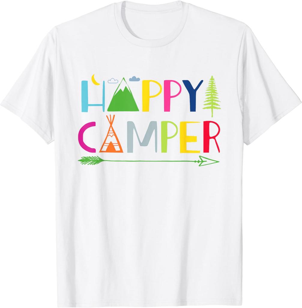 Arrow Camper Happy Summer Camp Camping Gift Men Women Kids TShirt Funny Birthday Gift Shirts Cotton Graphic T Shirts Streetwear