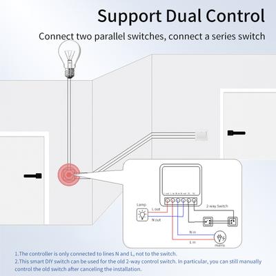 Tuya WiFi 1/2-клавишный Мини-смарт-переключатель DIY Реле Автоматический выключатель Модуль выключателей света Двустороннее управление Работает с Alexa Alice Google Home