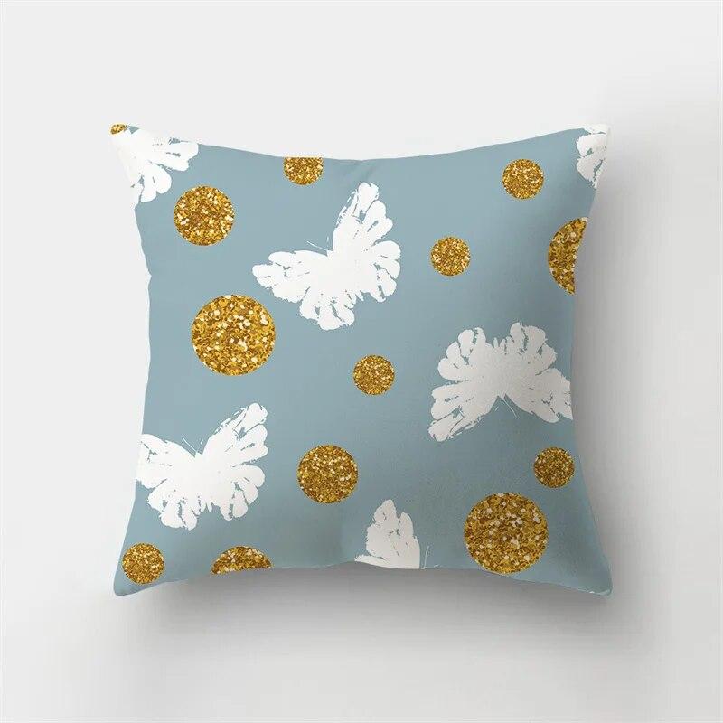 45x45cm Sea Blue Alphabet Pillowcase Pineapple Leaf Plant  Sofa Office Seat Car Cushion Cover Home Decor