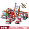 Fire Station Model Building Blocks City Construction Firefighter Truck Enlighten Bricks Toy Children