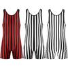 Mens Striped Wrestling Bodysuit Stretch Fabric Athletic Performance Wear