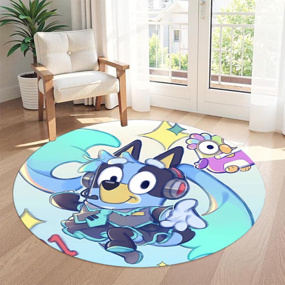 Bluey Bingo Round Area Rug Perfect for Hallway Game Room Study room Playrooms Antislip Round Carpet Anime Office Decor
