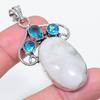 Natural Moonstone, Topaz Gemstone 925 Sterling Silver Jewelry Pendant 2.25" t6C16