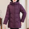 Plus Size 2XL-6XL Middle Age Women's Coat Winter Parkas Hooded Casual Loose Thick Warm Lady Jackets Long Sleeve Outerwears