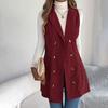 Autumn Winter Women's Corduroy Vest Solid Color Double-breasted Long Corduroy Vest Slim-fit Sleeveless Vest