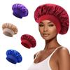 Nightcap High Elastic Headscarf Shower Cap Solid Color Hair Care Hat Satin Satin Big Brim