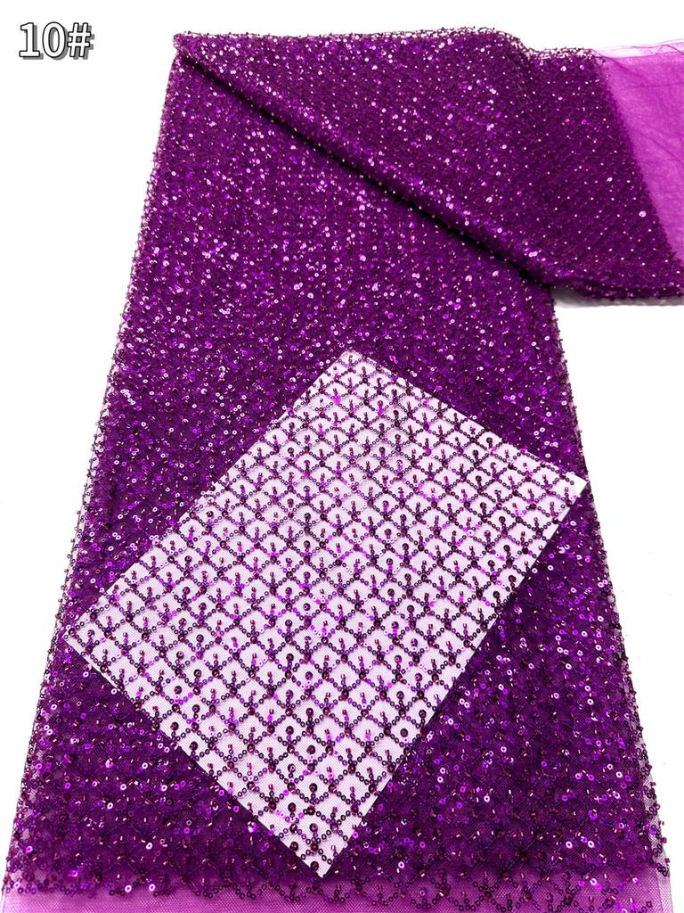 Небесно-голубое африканское кружево с пайетками 2025 Высококачественное кружево Вышивка Нигерийская сетка Ткань с бусинами Французское для свадебного платья