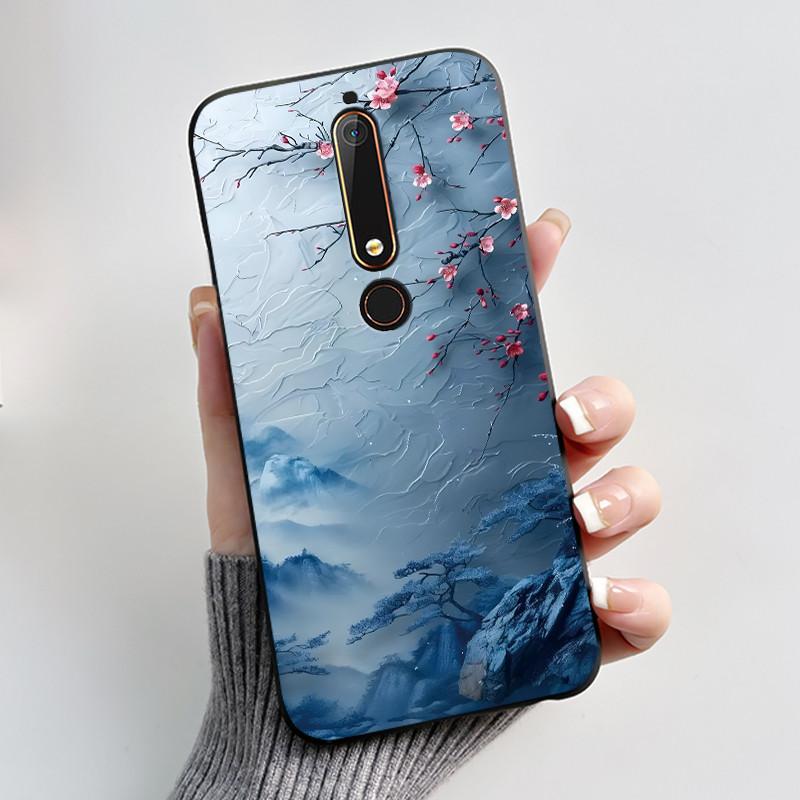 Cute Case For Nokia 6.1/Nokia 6.1 Plus/Nokia X6/Nokia6 Capa Printing Shell Protective Cover Soft Silicone Cartoon Black Casing