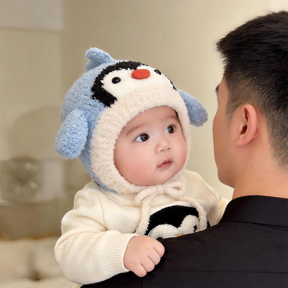 5-36 Months Knitted Ear Flap Hat Fits 44cm-50cm Head Winter Plush Baby Hat  Outdoor Play