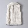 Stand Collar Sleeveless Pockets Single-breasted Women Autumn Winter Vest Thickened Faux Fur Waistcoat