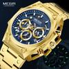 Gold Watch for Men Stainless Steel Chronograph Wrist Watch Man Luxury Luminous Quartz Watches Relogio Masculino