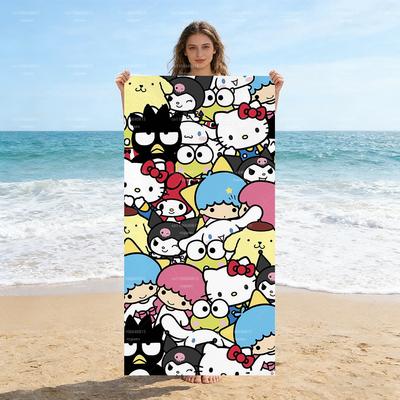 Полотенце для пляжа Sanrio Characters All-Star, Милое Кавайное Банное Полотенце из Микрофибры, Мягкое Впитывающее Быстросохнущее Полотенце для Пляжа Бассейна Детей
