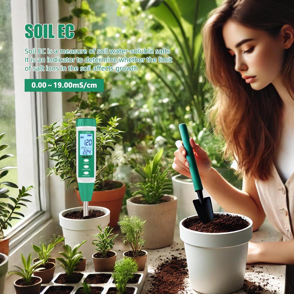 YY-1066A Soil Ec and Water Content Meter High Accuracy for Plant Testing, Gardening, Agriculture, Ph and Moisture Sensor