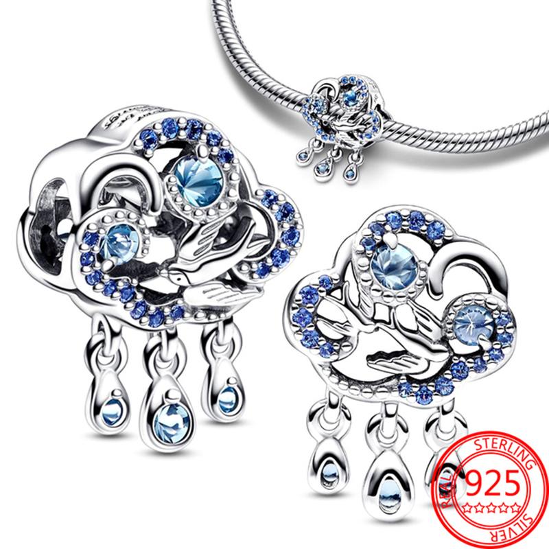 Новейшая серия Copper Blue Глянцевый циркониевый бусина-подвеска Шарм Медная работа Оригинальный браслет Безделушка Ручная работа Женские украшения