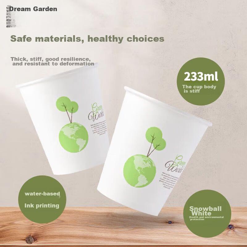 MENGTING Disposable Paper Cups, 233ml Office Coffee Cups, Thick Paper Cups, Family Pack of 100, for Business And Home Use