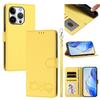 Happy Heart Pattern Magnetic Closure Vegan Leather Phone Case With Wrist Strap For iPhone Shockproof Protective Cover
