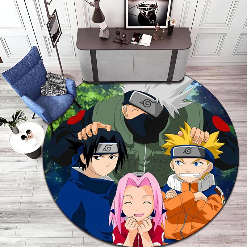 Famous cartoon NARUTO protagonist Uzumaki Naruto round carpet soft home decoration anti-slip door mat outdoor picnic mat carpet M1
