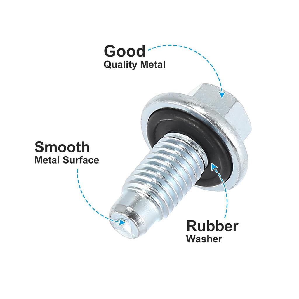 X AUTOHAUX Винт сливной пробки с уплотнительным кольцом Нержавеющая сталь Подходит M12 x 1.75 Buick Серебристый тон 2 шт.