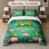 Frog Theme Custom Text Or Name 3Pcs Bedding Set 1 Flat Sheet & 2 Pillowcases Personalized Home Bedding