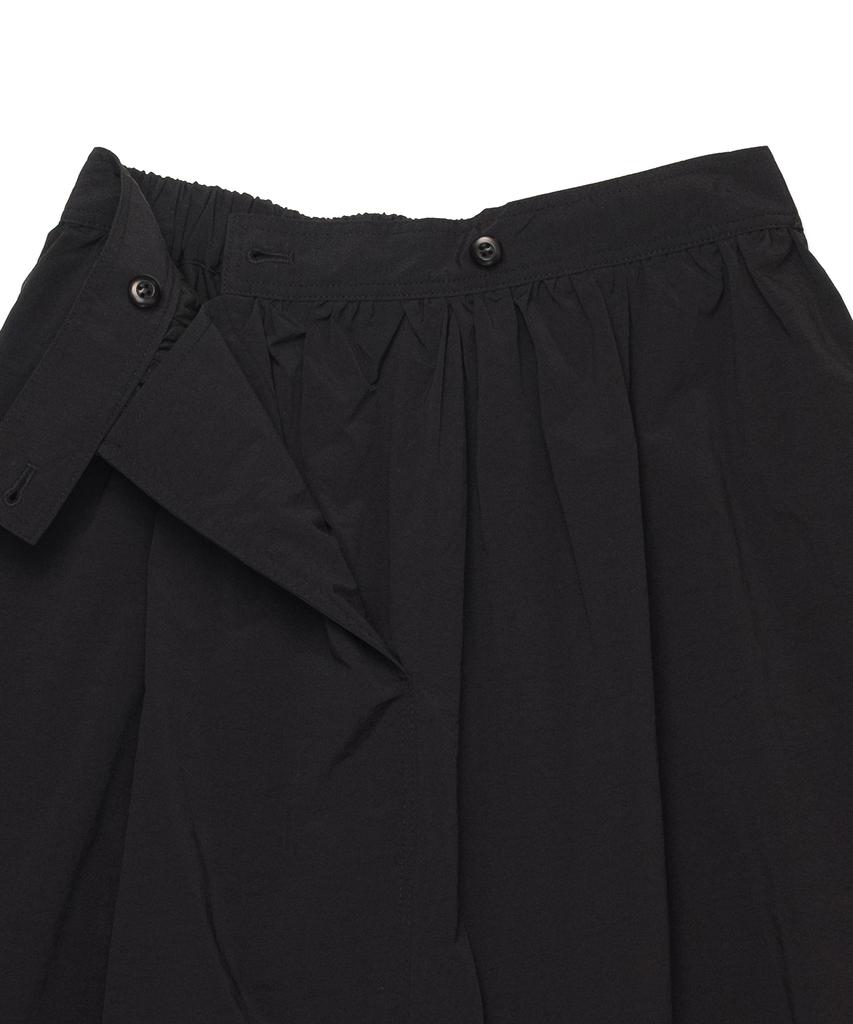 Cotton Bell Shirred Balloon Skirt - Black
