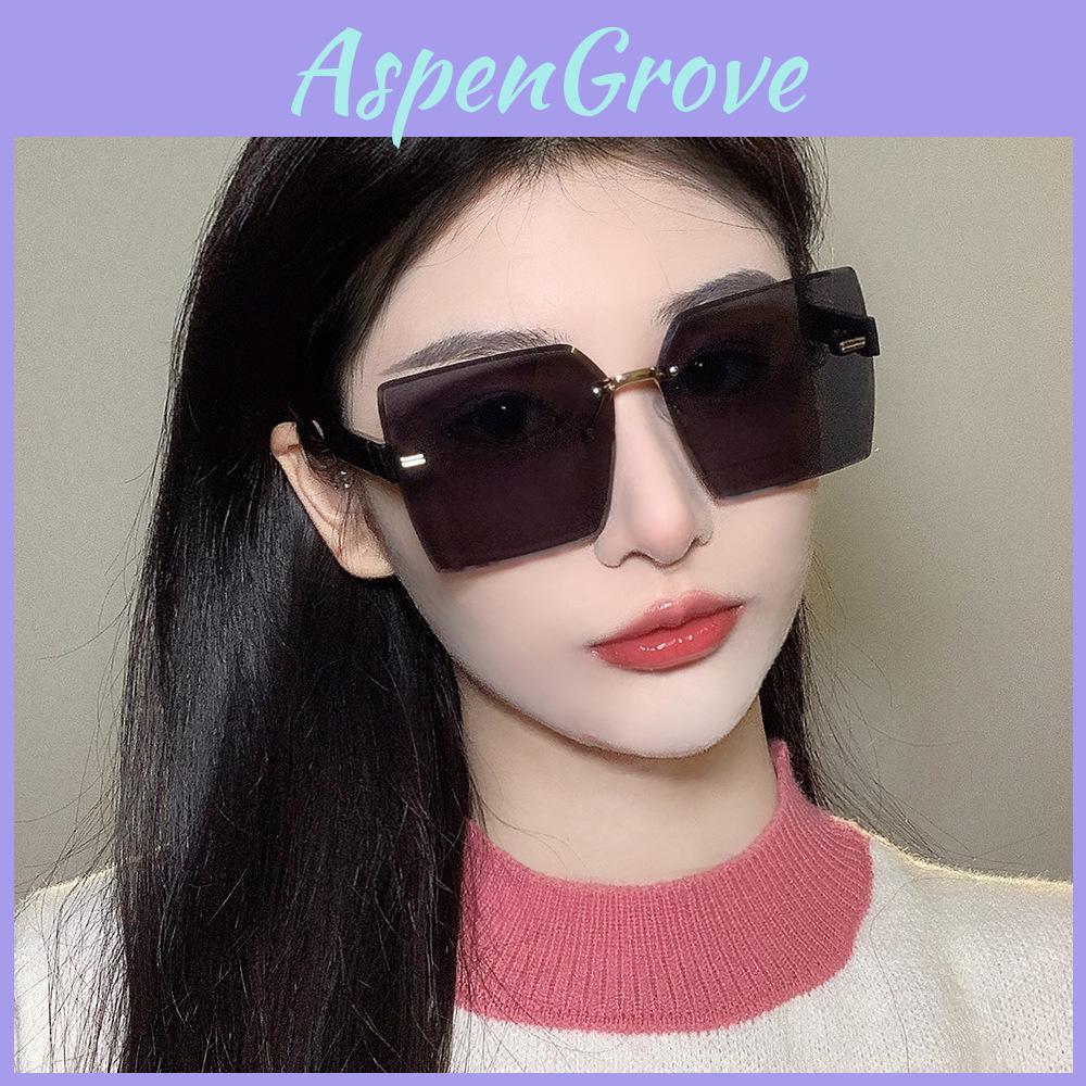 Unisex Trendy Frameless Gradient Sunglasses With Uv Protection For Travel And Cycling