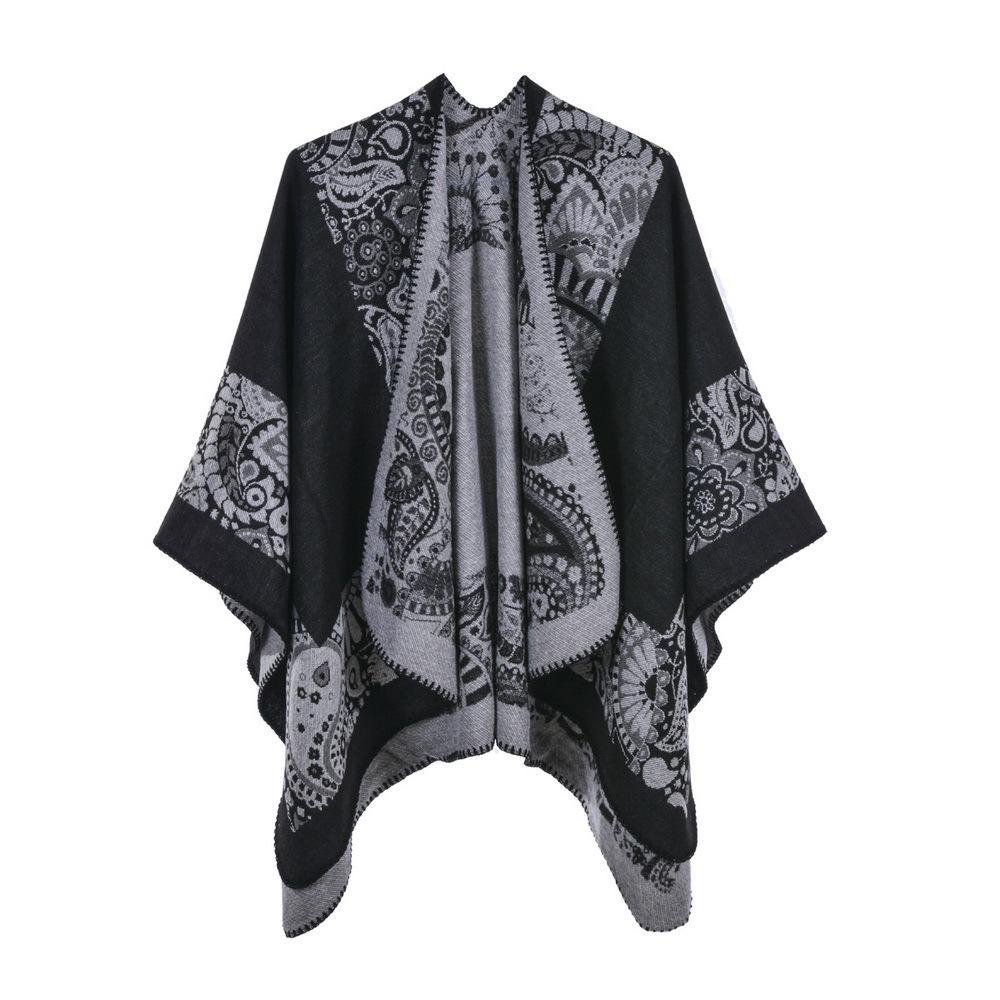 Ponchos Coat Cashmere Scarves Women Winter Warm Shawls And Wraps Pashmina Thick Capes Blanket Femme Scarf