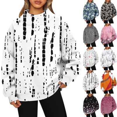 Женский свитшот с воротником-стойкой, осенний, удобный, оверсайз, нарядный пуловер, свитшоты без капюшона, уютные топы с высоким воротником