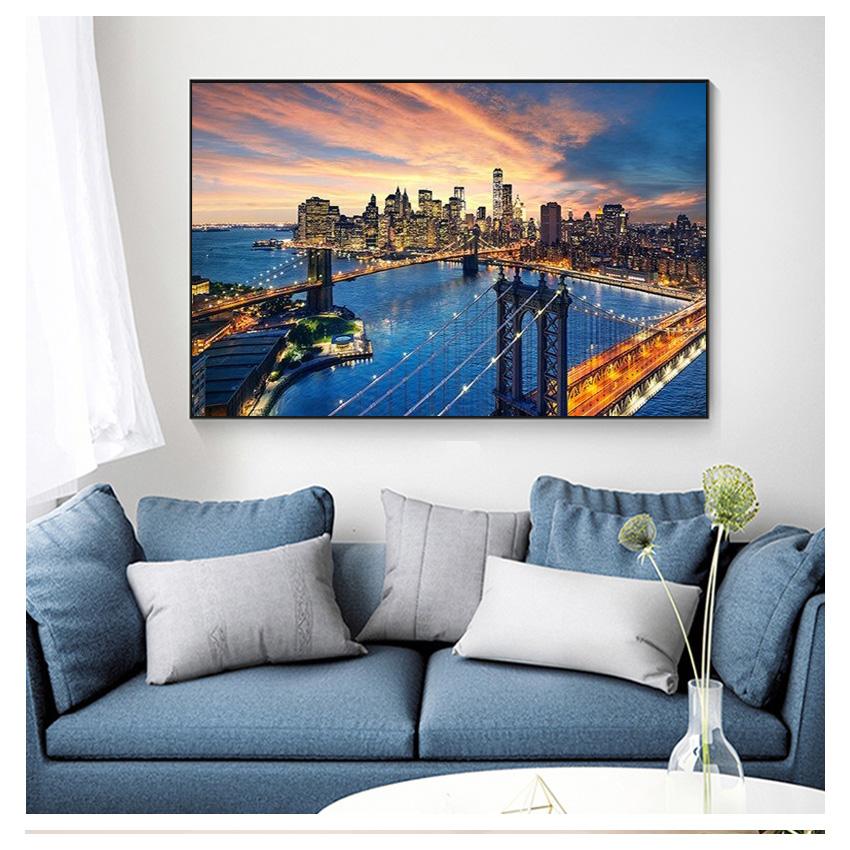 Нью-Йорк Бруклинский мост Манхэттен закат плакат настенная живопись скандинавский скандинавский гостиная украшения дома принты