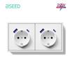 BSEED Double EU Socket 150*80mm Power Outlets Electric Sockets Plastic Wall USB C Socket  White Black Gold Gray 16A E Series