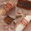 5Pcs/Set Gold Color Bohemian Beaded Bangle Ethnic Style Beach Jewelry Set  Valentine's Day