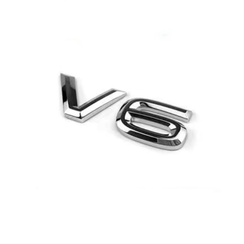SVLHP1 1pc 3D ABS Chrome Black Logo V6 Car Sticker Fender Trunk Emblem Badge For Volkswagen VW Touareg CC Arteon Golf R32 Accessories