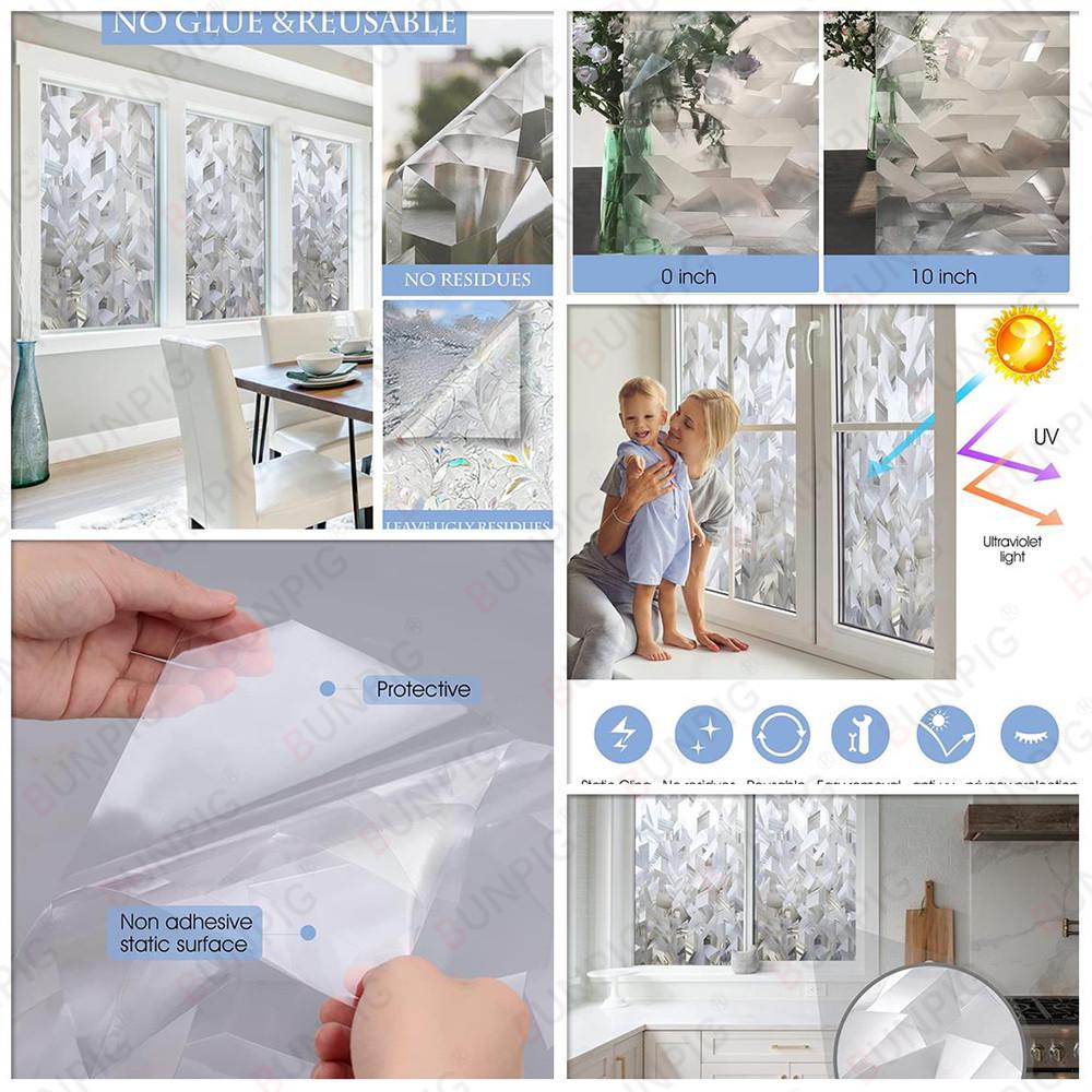 Matte Window Film Privacy Self Adhesive Static Cling 3D Stained Glass Decorative Rainbow Sticker Removable Anti-Uv Vinyl Cover Quality