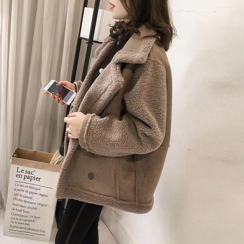 Plus-Size Women's Suede Fur Motorcycle Jacket for Autumn/Winter