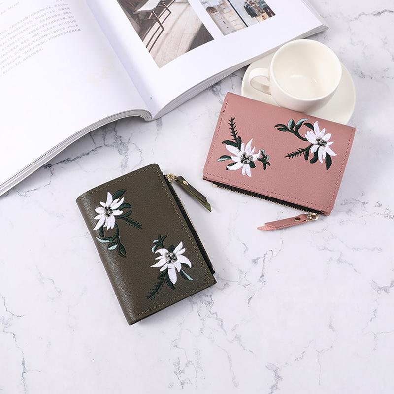 Yogodlns Модный кожаный короткий женский кошелек, женский маленький клатч, карман для монет, держатели для карт, женский кошелек с вышивкой