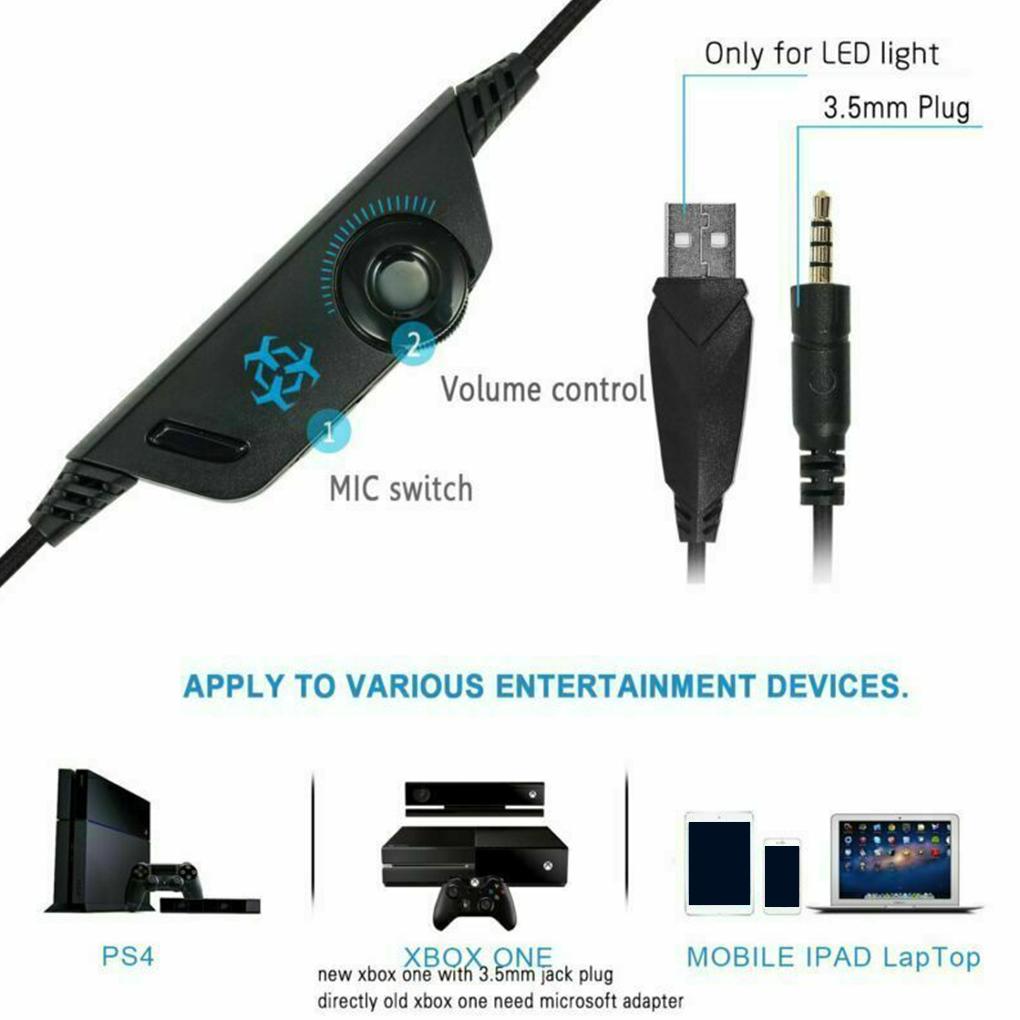 Игровая гарнитура Hunterspider V3, проводные стереонаушники с шумоподавлением, светодиодный игровой микрофон, черные, синие