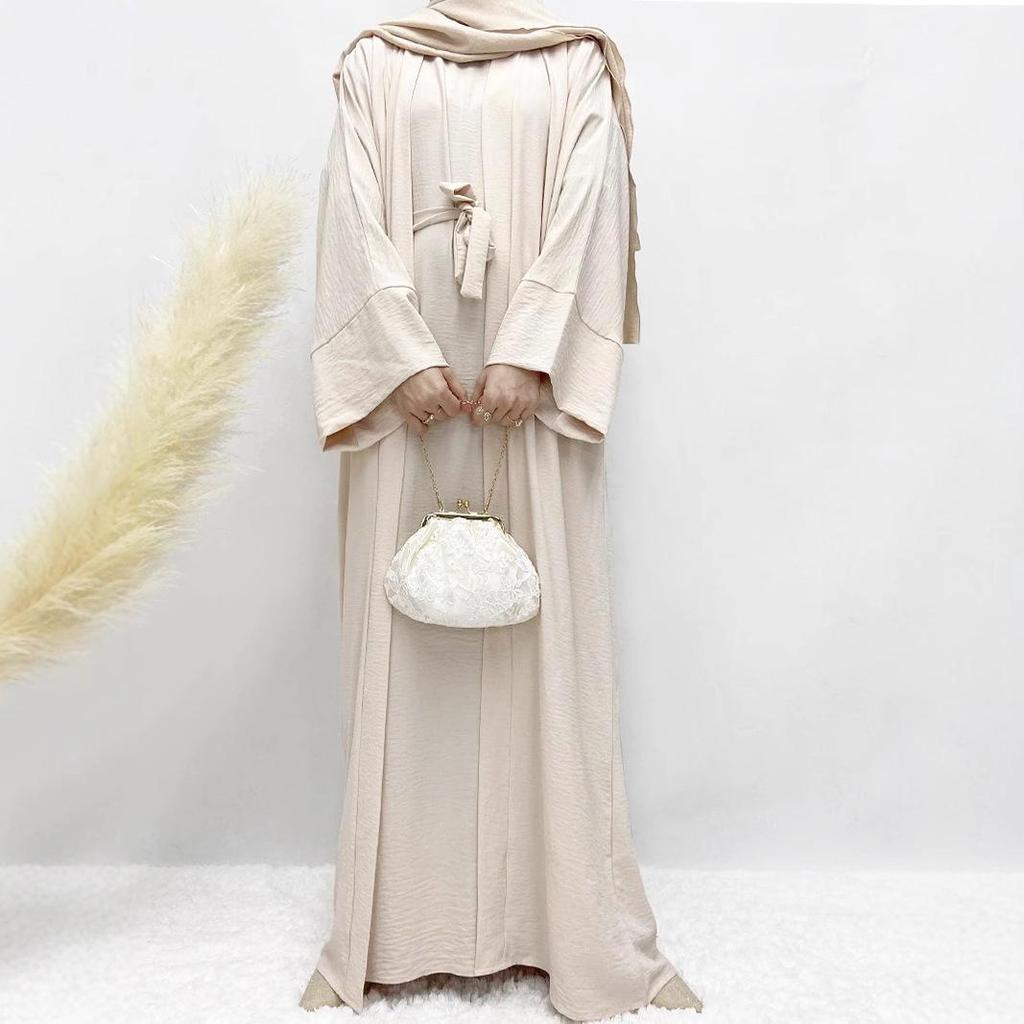 Middle Eastern Women's Solid Color Plus Size Multi-color Turkish 2-Piece Robe & Dress Set