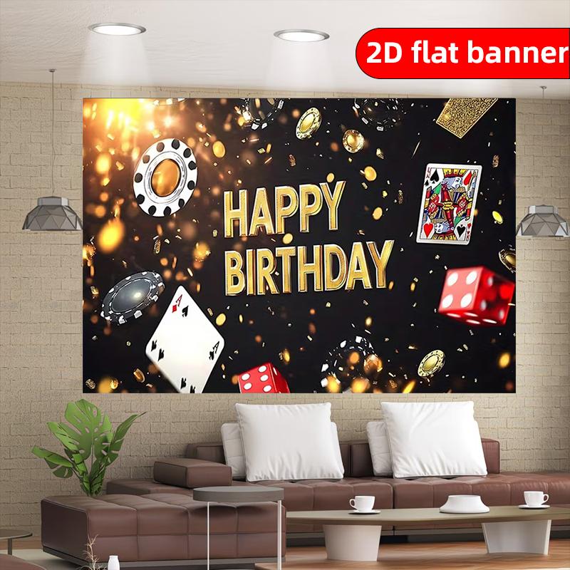 2D flat banner modern minimalist style birthday party banner designed with poker dice pattern party decoration background clot