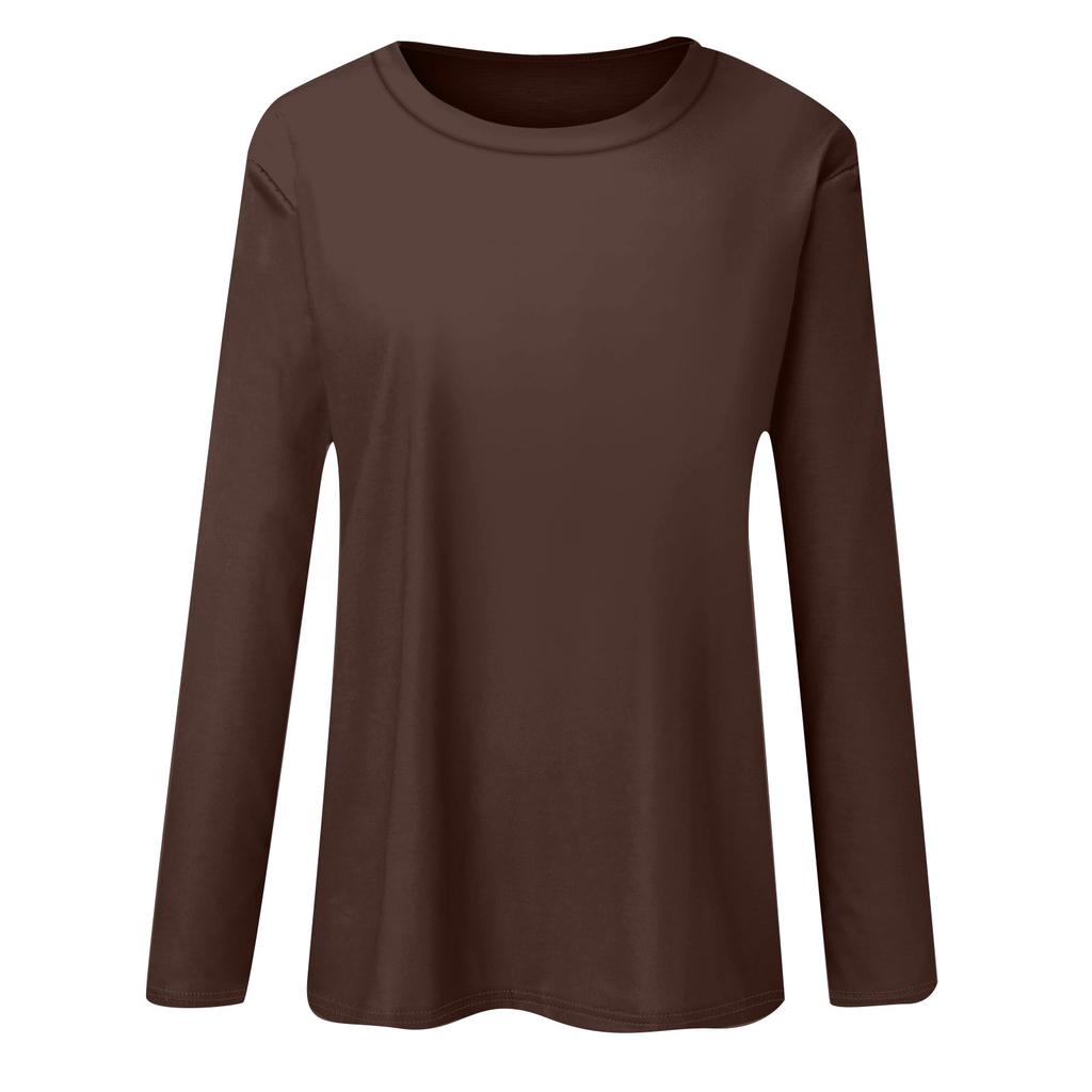 Женская модная повседневная блузка с длинным рукавом и круглым вырезом, пуловер