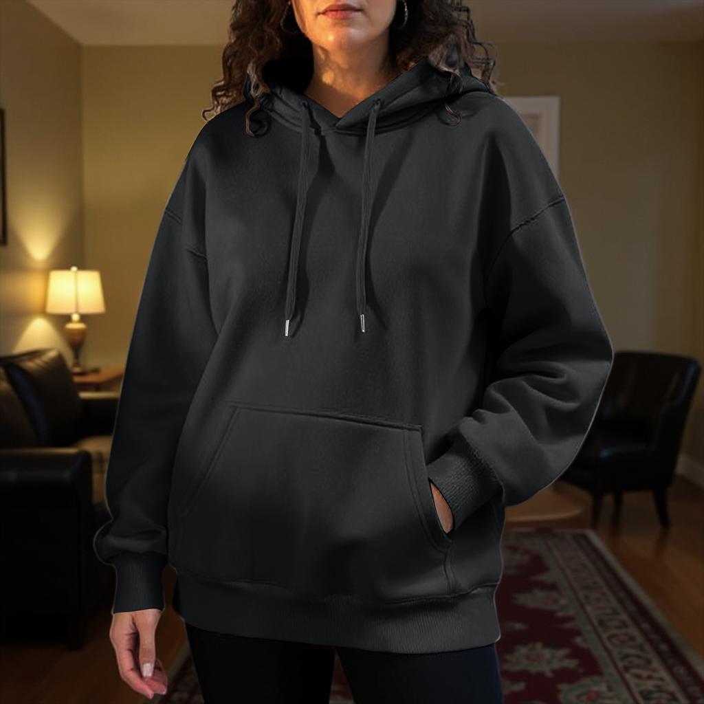 Women's Fashion Solid Color Casual Long Sleeve Hoodie